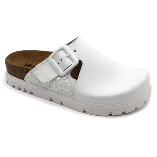 Leon Comfort 6005 női bőr klumpa fehér színben