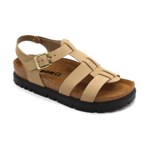Leon Comfort 6300 női bőr szandál bézs színben