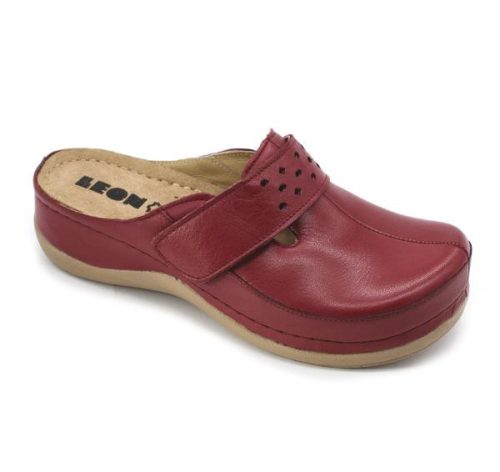 Leon Comfort 902 női bőr kényelmi klumpa bordó színben
