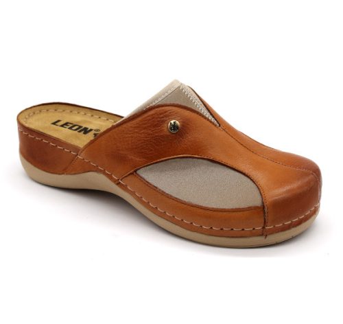 Leon Comfort 912 női bőr kényelmi klumpa barna színben