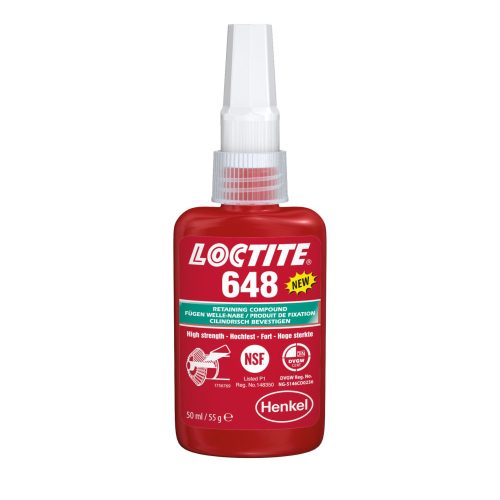 Loctite 648 nagy szilárdásgú hőálló csapágyrögzítő 50 ml kiszerelésben