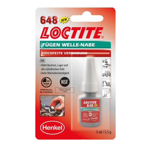 Loctite 648 nagy szilárdásgú hőálló csapágyrögzítő 5 ml kiszerelésben