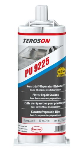 Teroson PU 9225 fekete színű műanyagjavító PU ragasztó, 45 perces, 2x25 ml