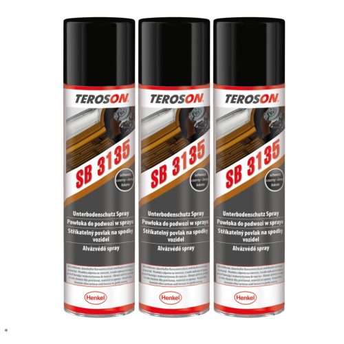 Teroson SB 3135 BK fekete színű alvázvédő spray, gumi-gyanta töltésű 3x400ml